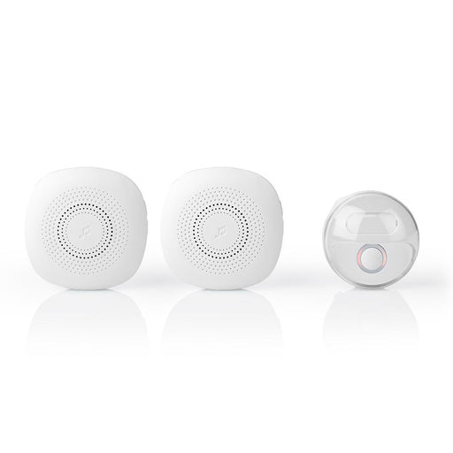 Nedis Wireless Doorbell Set - Mains Powered, 220 - 240 V AC 50 Hz, 1x CR2032, 2 Receivers - White