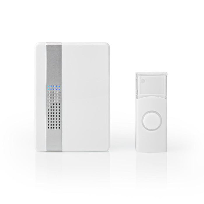 Nedis Wireless Doorbell Set - Mains Powered, 220 - 240 V AC 50 Hz, 1x CR2032, 1 Receiver - White