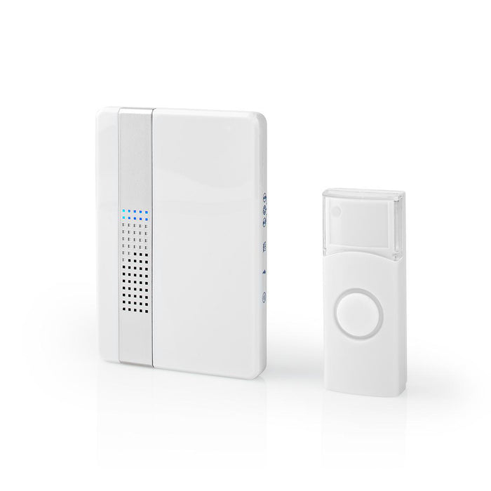 Nedis Wireless Doorbell Set - Mains Powered, 220 - 240 V AC 50 Hz, 1x CR2032, 1 Receiver - White