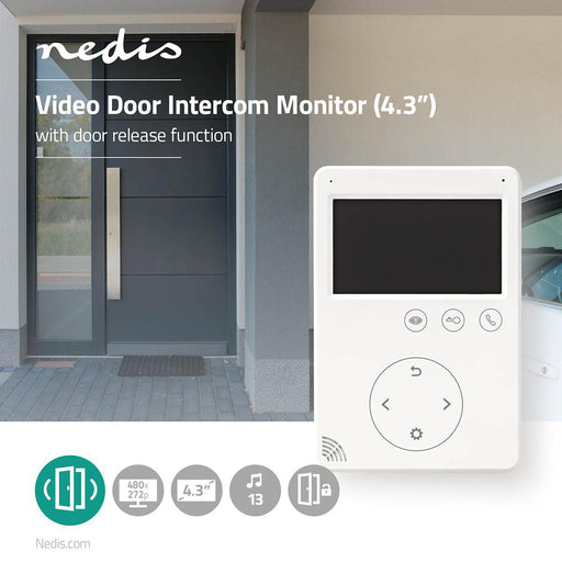 Nedis Video Door Phone - Maximum resolution: 480x272, 2-way communication, Mains Powered, Mains Powered - White