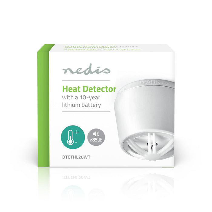 Nedis Heat Alarm - Battery Powered, Battery life up to: 10 year, With test button, ABS - White