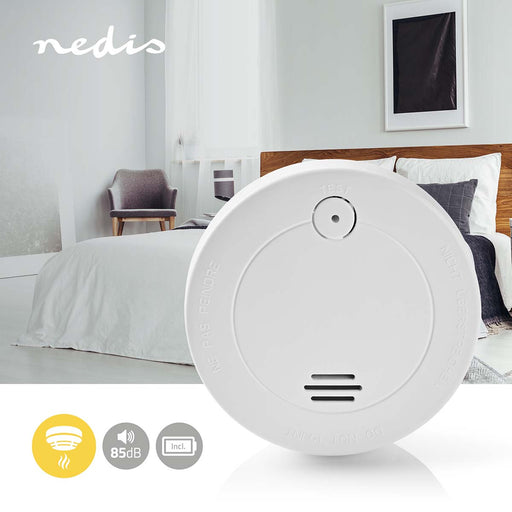 Nedis Smoke Alarm - Battery Powered, Battery life up to: 1 year, EN 14604, ABS - White