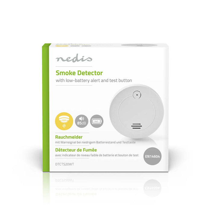 Nedis Smoke Alarm - Battery Powered, Battery life up to: 1 year, EN 14604, ABS - White