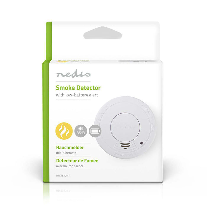 Nedis Smoke Alarm - Battery Powered, Battery life up to: 1 year, EN 14604, ABS - White