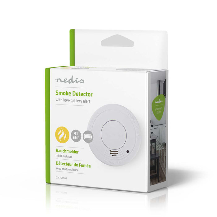 Nedis Smoke Alarm - Battery Powered, Battery life up to: 1 year, EN 14604, ABS - White