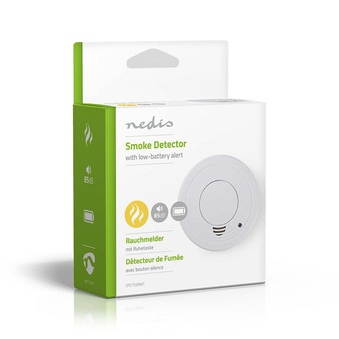 Nedis Smoke Alarm - Battery Powered, Battery life up to: 1 year, EN 14604, ABS - White