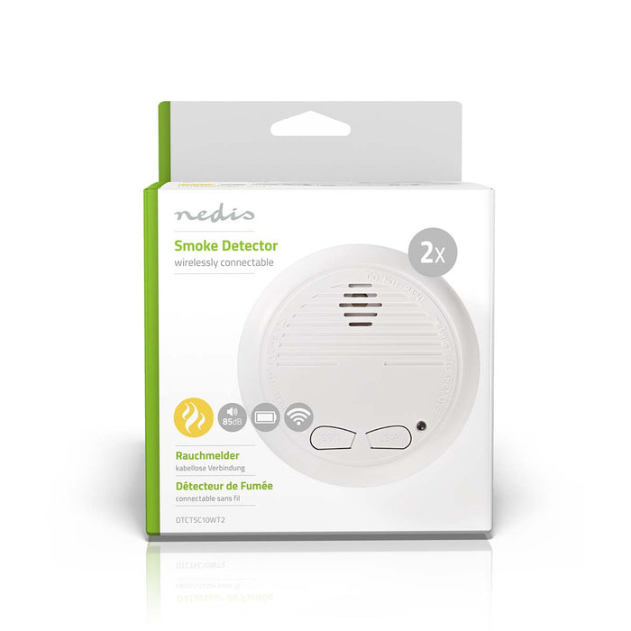 Nedis Smoke Alarm - Battery Powered, Battery life up to: 1 year, Linkable, ABS - White