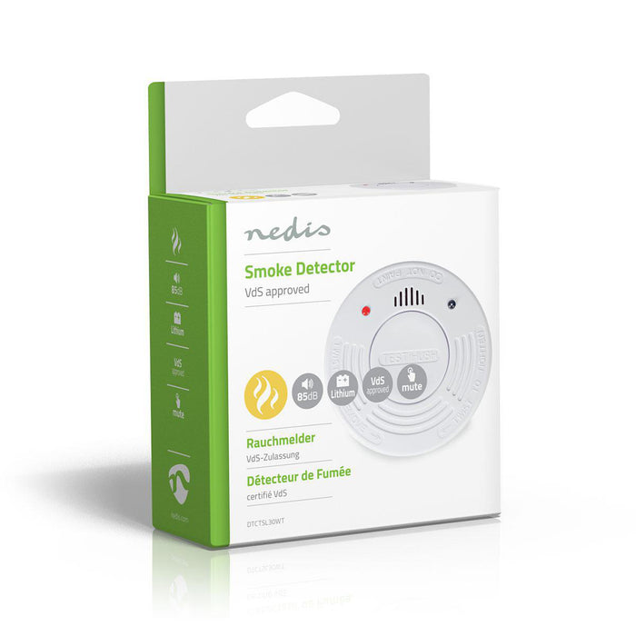 Nedis Smoke Alarm - Battery Powered, Battery life up to: 10 year, EN 14604, ABS - White