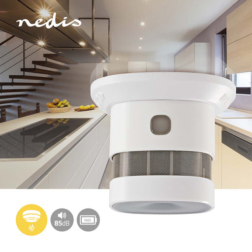 Nedis Smoke Alarm - Battery Powered, Battery life up to: 1 year, EN 14604, ABS - White