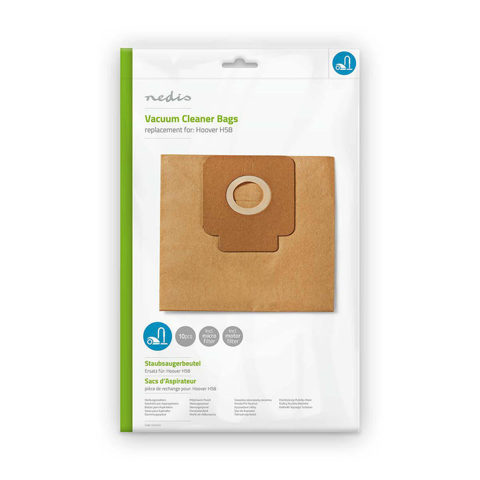 Nedis Vacuum Cleaner Bag - 10 pcs, Paper, Most sold for: Hoover H58, Most sold for: Hoover H58 - Brown