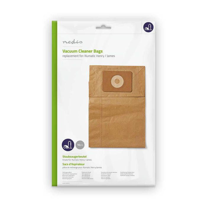 Nedis Vacuum Cleaner Bag - 10 pcs, Paper, Most sold for: Numatic, Most sold for: Numatic - Brown