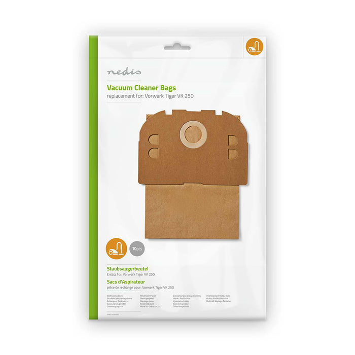 Nedis Vacuum Cleaner Bag - 10 pcs, Paper, Most sold for: Vorwerk Tiger VK 250, Most sold for: Vorwerk Tiger VK 250 - Brown