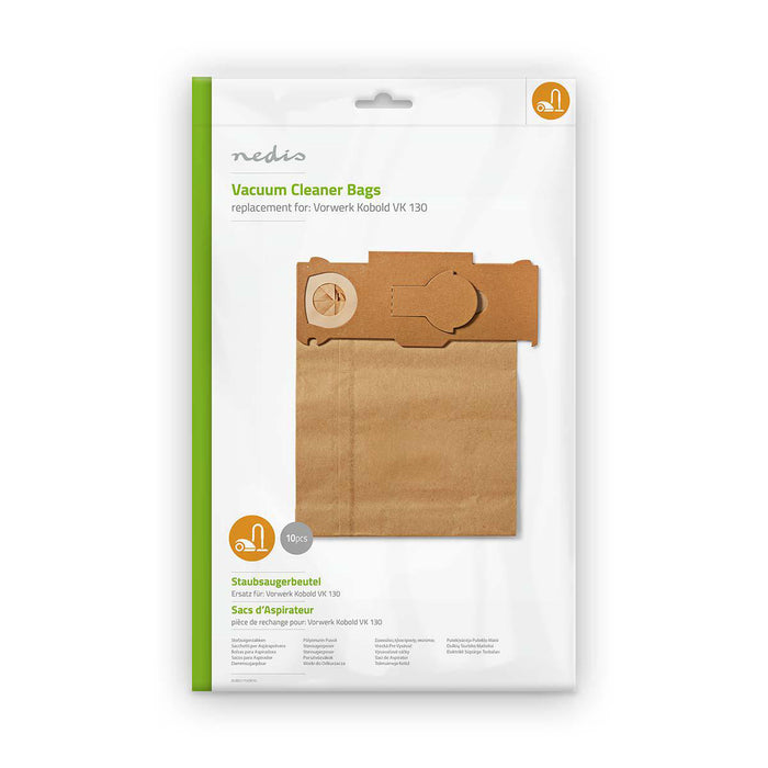 Nedis Vacuum Cleaner Bag - 10 pcs, Paper, Most sold for: Vorwerk Kobold VK 130, Most sold for: Vorwerk Kobold VK 130 - Brown