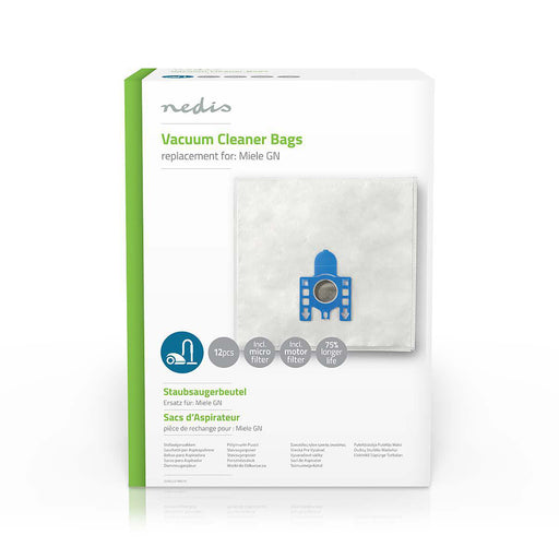 Nedis Vacuum Cleaner Bag - 12 pcs, Synthetic, Most sold for: Miele, Most sold for: Miele - White