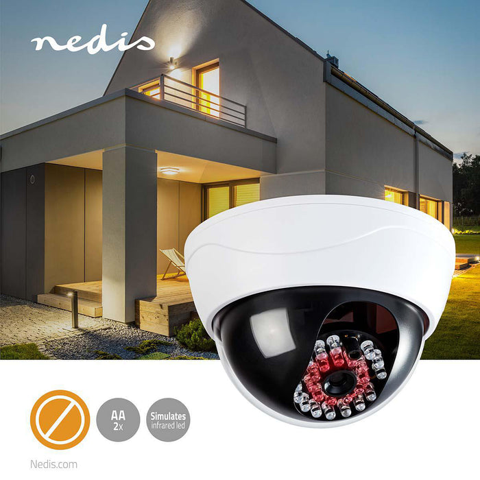 Nedis Dummy Security Camera - Dome, Battery Powered, Indoor, Indoor - White