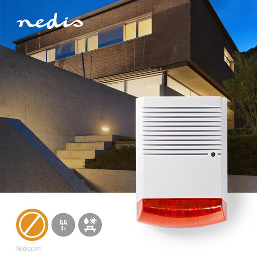 Nedis Dummy Security Siren - IP44, Battery Powered, Outdoor, Outdoor - Orange / White