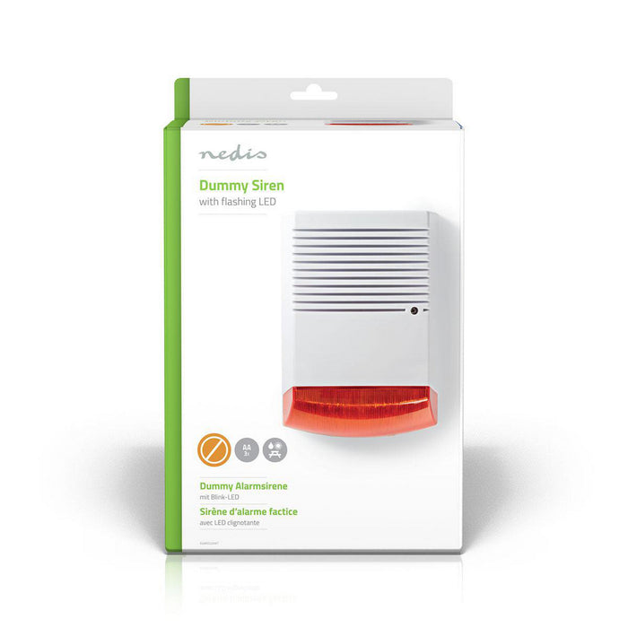 Nedis Dummy Security Siren - IP44, Battery Powered, Outdoor, Outdoor - Orange / White