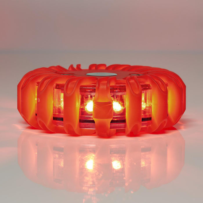 Nedis LED Warning Light - Operation modes: Alternate / Double Blink / Fast Blink / Flashlight / Quad Blink / Rotate / Slow Blink / Solid on High / Solid on Low / SOS, Power source type, 1x CR123A, Magnetic - Orange / Transparent