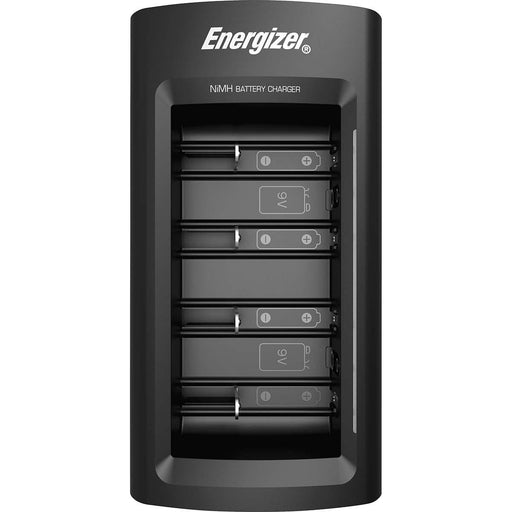 Energizer NiMH Battery Charger AA / AAA - 1.2 / 9 V DC, Trickle charging, French / Type C (CEE 7/16), Battery type: AA / AAA / C / D / E-Block - Black