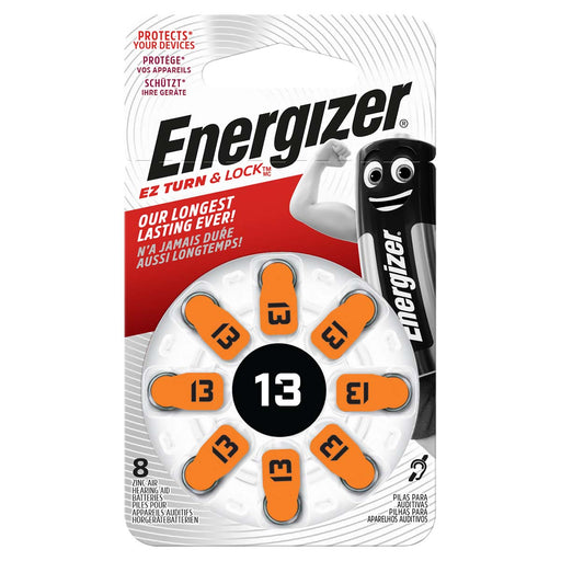 Energizer Zinc-Air Battery PR48 - 1.4 V DC, 258 mAh, 8-Blister, Hearing Aid - Silver