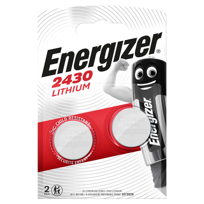 Energizer Lithium Button Cell Battery CR2430 - 3 V DC, 320 mAh, 2-Blister, 2-Blister - Silver