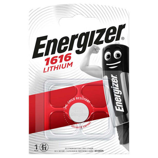 Energizer Lithium Button Cell Battery CR1616 - 3 V DC, 60 mAh, 1-Blister, 1-Blister - Silver