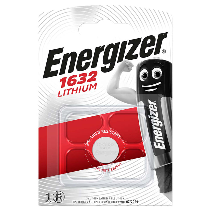 Energizer Lithium Button Cell Battery CR1632 - 3 V DC, 130 mAh, Precharged, Various Devices - Silver