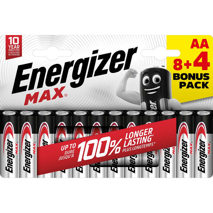 Energizer Alkaline Battery AA - 1.5 V DC - 12-Blister, 