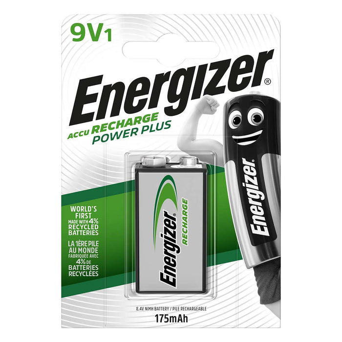 Energizer Rechargeable NiMH Battery E-Block - 8.4 V DC, 175 mAh, Precharged, 6HR61 - Silver