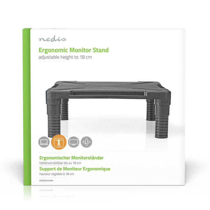 Nedis Monitor Stand - Ergonomics: Yes, Maximum carrying capacity: 18 kg, Universal, Universal - Adjustable height: Yes