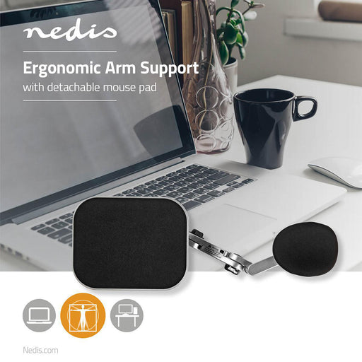 Nedis Armrest - Number of pivot points: 3 Pivot point(s), Forearm pad length: 150, Max. carrying capacity: 5 kg, Swivel angle: 90 ° - With mouse platform