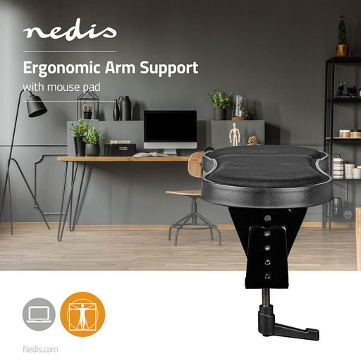 Nedis Armrest - Number of pivot points: 1 Pivot point(s), Forearm pad length: 40, Max. carrying capacity: 5 kg, Swivel angle: 360 ° - With mouse platform