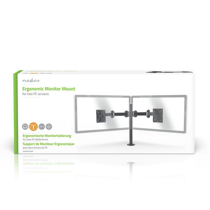 Nedis Desk Monitor Mount - 2 Screen(s), 14-24", 75x75 / 100x100, 75x75 / 100x100 - Full Motion