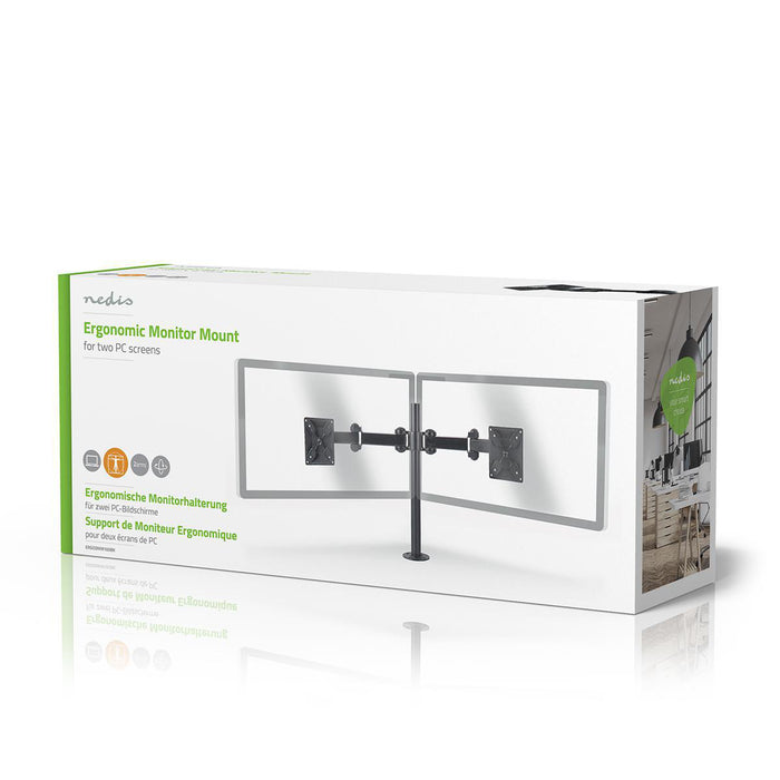 Nedis Desk Monitor Mount - 2 Screen(s), 14-24", 75x75 / 100x100, 75x75 / 100x100 - Full Motion