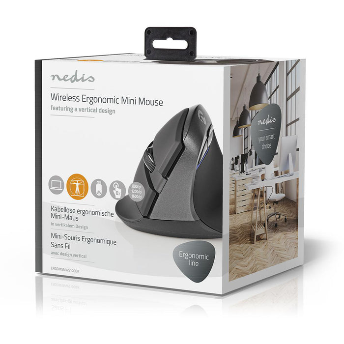 Nedis Mouse - Wireless, 800 / 1200 / 1600 dpi, Adjustable DPI, Programmable buttons - Right-Handed