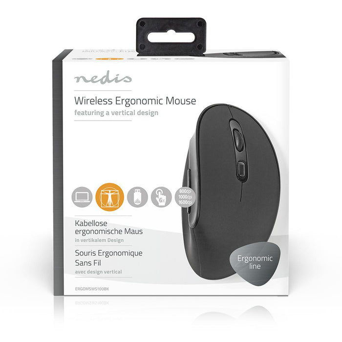 Nedis Mouse - Wireless, 800 / 1000 / 1600 dpi, Adjustable DPI, Number of buttons: 6 - Right-Handed