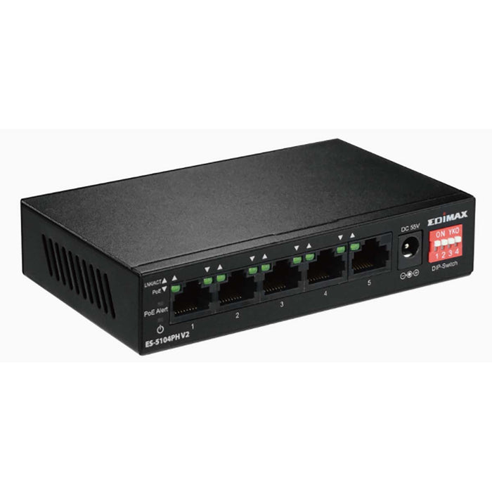 Edimax Long Range 5-Port Fast Ethernet Switch with 4 PoE+ Ports & DIP Switch