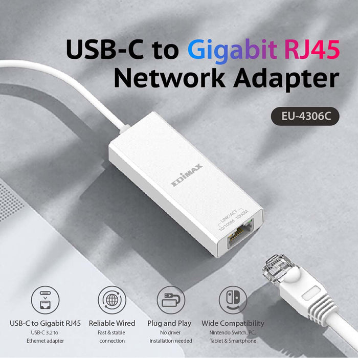 Edimax USB 3.2 Type C to Gigabit Ethernet Adapter