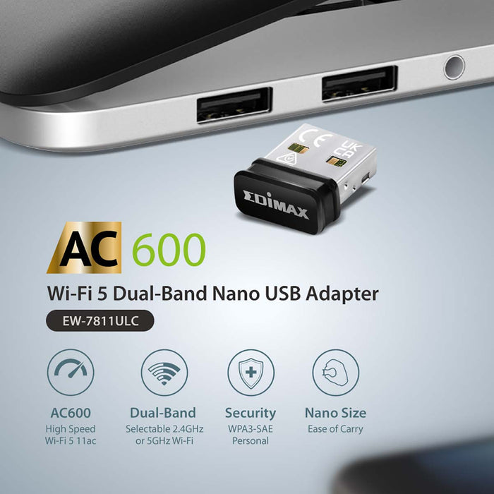 Edimax AC600 Dual-Band Wi-Fi 5 Nano USB Adapter