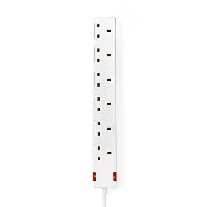 Nedis Extension Socket - Type G, 6-Way, 3.00 m, H05VV-F 3G1.5mm² - White