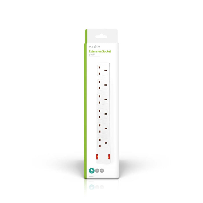 Nedis Extension Socket - Type G, 6-Way, 3.00 m, H05VV-F 3G1.5mm² - White