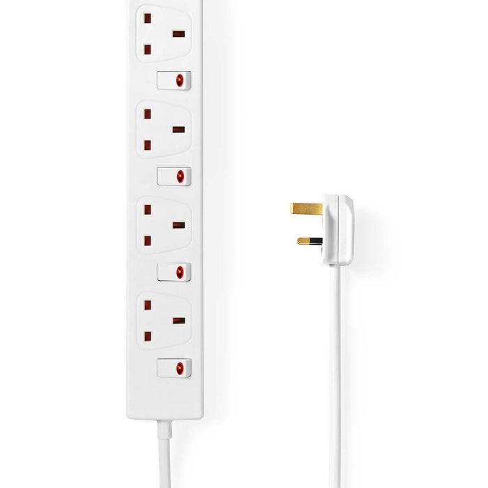 Nedis Extension Socket - Type G, 6-Way, 3.00 m, On/Off switch - White