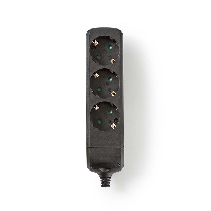 Nedis Extension Socket - Type F (CEE 7/7), 3-Way, 3680 W, No Cable Included - Black