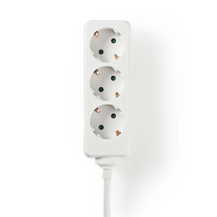 Nedis Extension Socket - Type F (CEE 7/7), 3-Way, 1.50 m, H05VV-F 3G1.5mm² - White