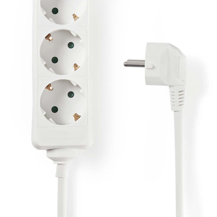 Nedis Extension Socket - Type F (CEE 7/7), 3-Way, 1.50 m, H05VV-F 3G1.5mm² - White