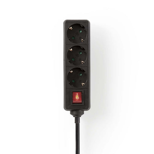 Nedis Extension Socket - Type F (CEE 7/7), 3-Way, 1.50 m, On/Off switch - Black