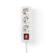 Nedis Extension Socket - Type F (CEE 7/7), 3-Way, 1.50 m, On/Off switch - White