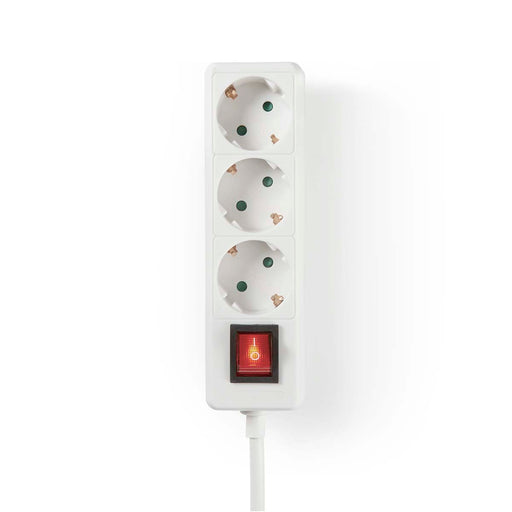 Nedis Extension Socket - Type F (CEE 7/7), 3-Way, 3.00 m, On/Off switch - White