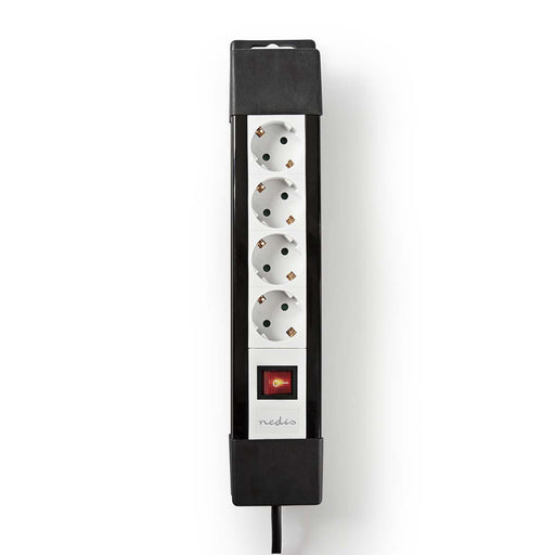 Nedis Extension Socket - Type F (CEE 7/7), 4-Way, 3.00 m, On/Off switch - Black / White