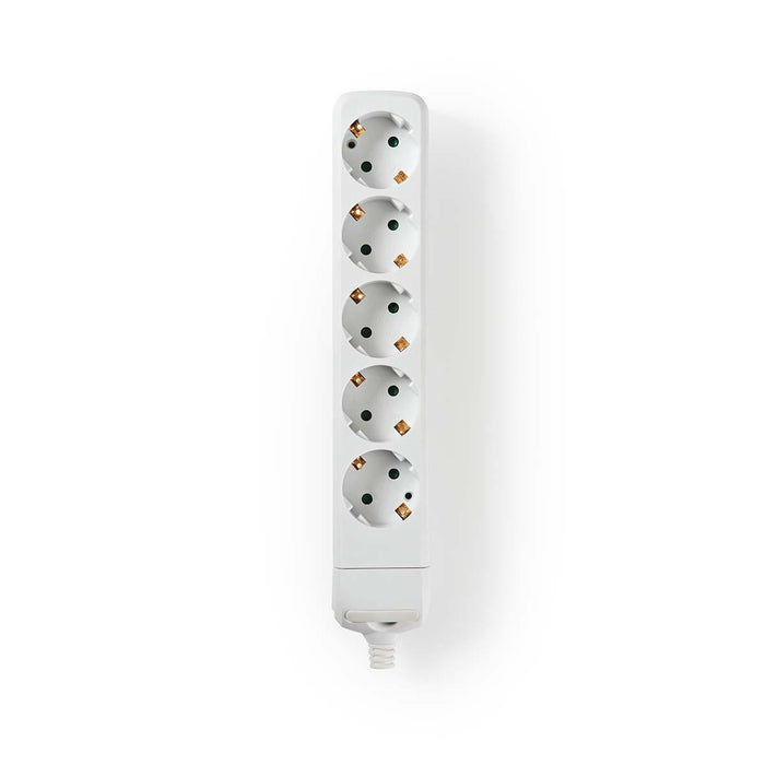 Nedis Extension Socket - Type F (CEE 7/7), 5-Way, 3680 W, No Cable Included - White